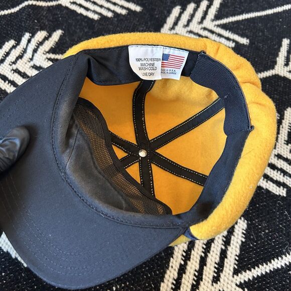 Vintage Heart Cupid Hat Cap Winter Ear Neck Flap Yellow Made In USA L XL - Picture 5 of 6